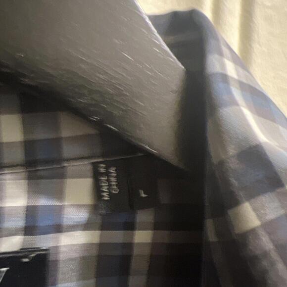 Theory Shirt Mens Large BLUE Plaid Button Down Long Sleeve Lightweight - Picture 2 of 4